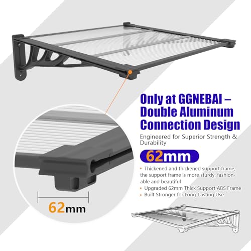 Auvent de porte haut de gamme en polycarbonate imperméable et structure rigide stable - 5