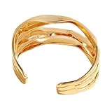 CARISSETT Versátil chapado en oro con textura abierta ajustable para un aspecto elegante, ajuste cómodo para cualquier ocasión aleación