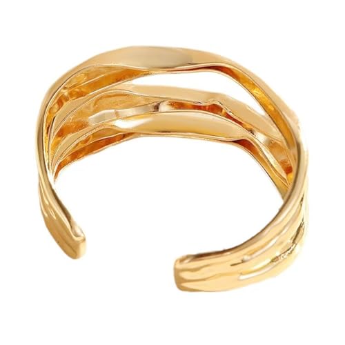 Bague réglable ouverte plaquée or texture confort durable femme