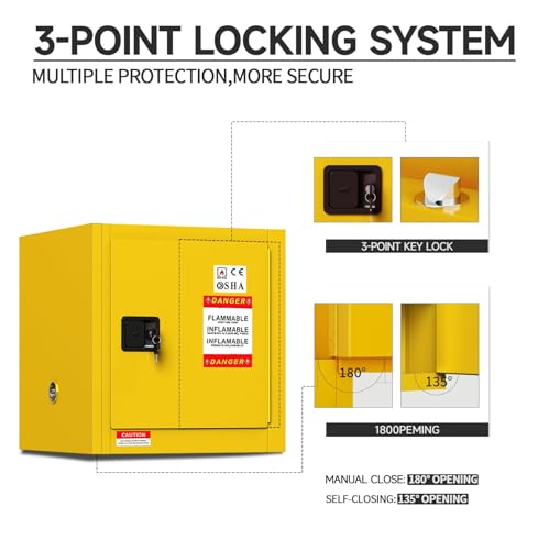 KAER Armário inflamável 43 x 18 x 50 polegadas, 76 litros, prateleira ajustável, armário de armazena