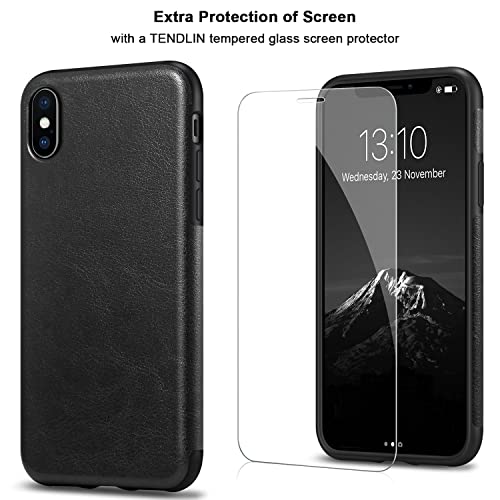 Tendlin Compatible With Iphone Xs Max Case Premium Leather Outside And Flexible Tpu Silicone Hybrid Slim Case Compatible With Iphone Xs Max - 2018 (Black) #TOP7