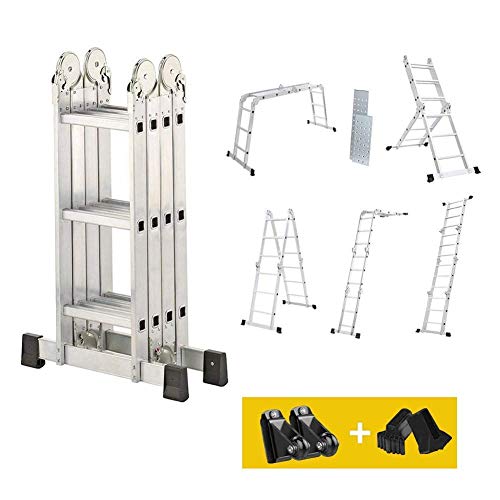 Preisvergleich Produktbild Dripex Leiter Mehrzweckleiter KlappleiterrobustStehleiter Gerüstplattform Doppelleiter Merhzweck Anlegeleiter Klappleiter Aluleiter Haushaltsleiter Tragfähigkeit bis 150kg(4x3 Stufen. 3,6 meter)