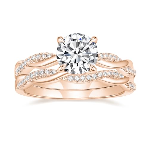 Image of Mameloly 1.5ct Engagement Rings for Women Round Bridal Ring Sets Cubic Zirconia Wedding Band Twisting Infinity Pave Set Size 3-12