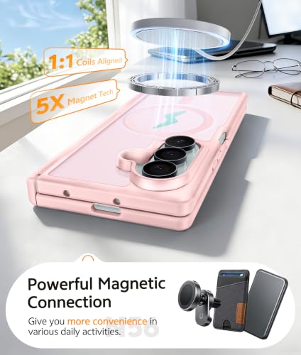 Image of FNTCASE for Samsung Galaxy Z Fold 7 Case: Galaxy Z Fold 8 Ultra Case [Hinge Protection + Screen Protector] [Fit for Magsafe] Military Grade Drop Protective, Translucent Matte Phone Cover - Light Pink