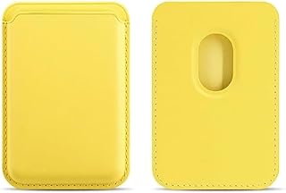 محفظة كروت من الجلد تدعم الشحن المغناطيسي مقاومة للخدش وللصدمات بتصميم أنيق مع حماية شاملة للاستخدام اليومي من جي-باور، أصفر