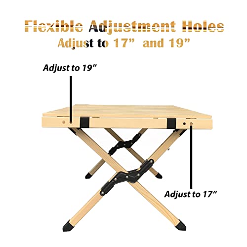 Go-Trio 3Ft Low Portable Picnic Table, Boho Picnic Table With Carry Bag, Wooden Folding Table Foldable, Adjustable Height Roll Up Floor Table Indoor Outdoor Camping, Bbq, Travel, Beach, Party #TOP3