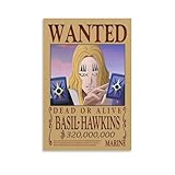 Póster de anime One Piece Wanted Basil Hawkins, póster artístico en lienzo y arte de pared, impresión moderna de decoración familiar, pósteres de 20 x 30 cm