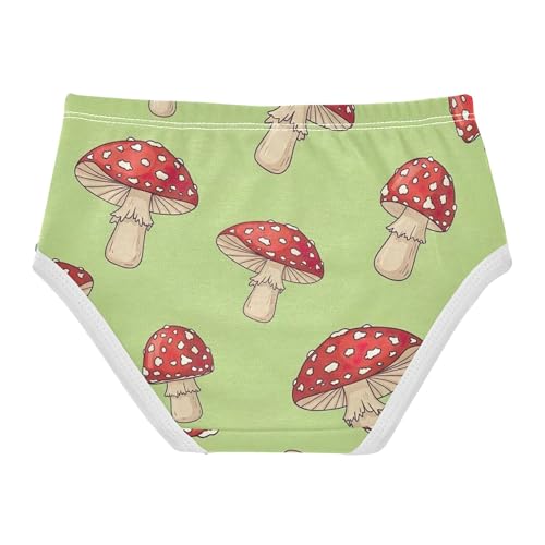 Cotton Girls Underwear Toddlers Red Mushrooms Beige Green Little Girl Panties Print Briefs Girls Undies 2t2