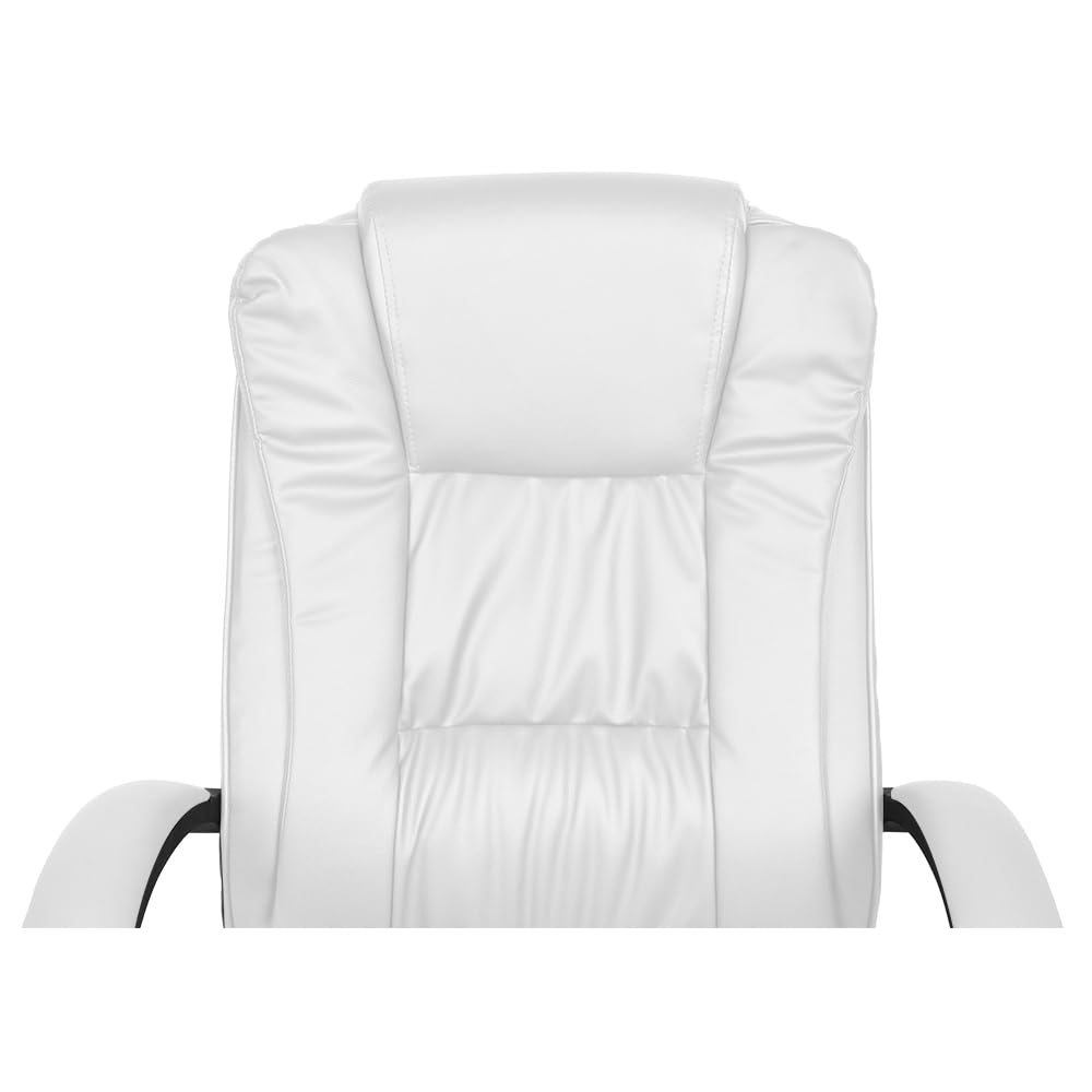 Sedia girevole da ufficio, ergonomica, funzione tilt elegante, in ecopelle, colore bianco 23240