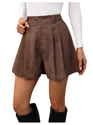 Floerns Women's Casual Corduroy Shorts Pleated Wide Leg Fall Clothes