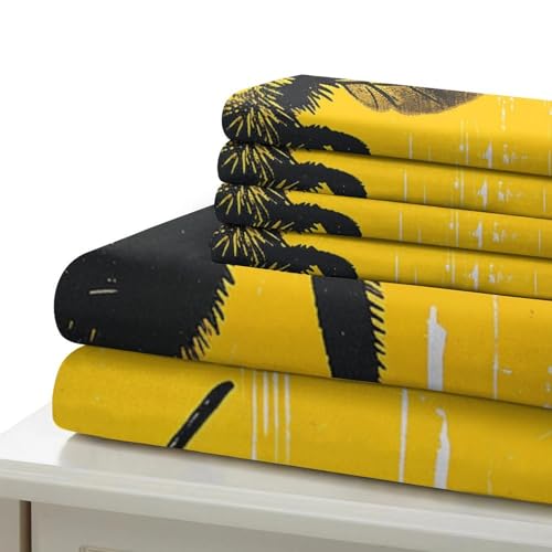 Housse de couette abeille 135x200 microfibre avec taie d'oreiller