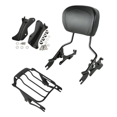 Sissy bar détachable noir avec porte-bagages et dossier passager de moto Harley Road King 2014-2024