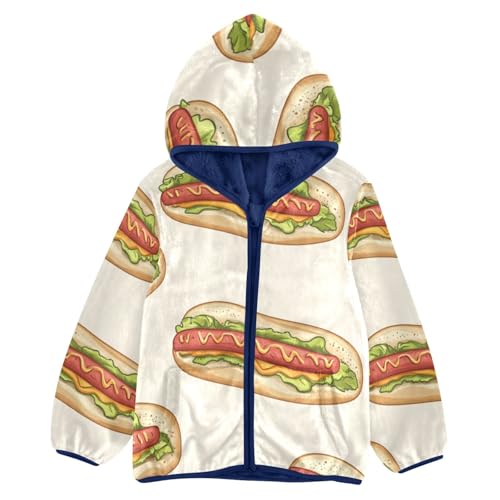 Hot Dog Girls Fleece Jacket Girls Fall Jacket Girls Zip Up Hoodie Girls Sherpa Jacket 2-10T
