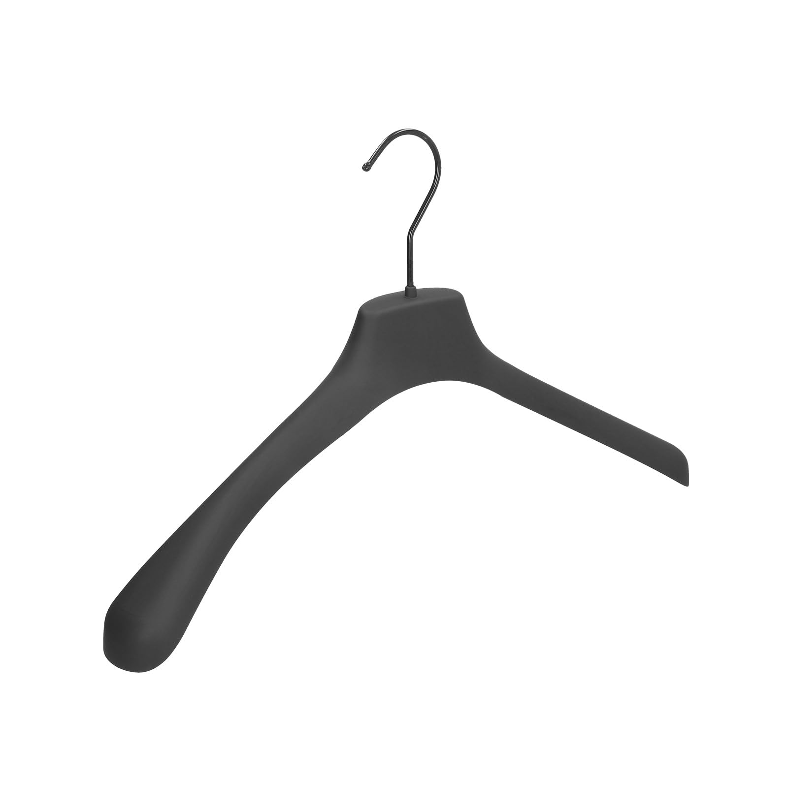 Mainetti Grucce Gommate per Cappotti, Felpe, Giacche, Abiti Pesanti, Appendini in Plastica, Stampelle Robuste e Antiscivolo, Made in Italy, Set di 10 Pezzi (Nero con Gancio Nero, 45cm)