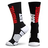 ChalkTalkSPORTS Wrestling Socks - Mid-Calf Athletic Sports Socks - Just Wrestle - Adult - Black