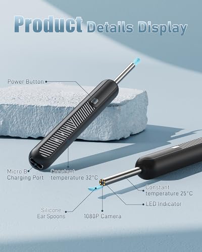 Loyker Ear Wax Removal Tool Camera, Ear Cleaner with 1080P Camera, Earwax Removal Cleaning Kit with 6 Ear Pick, Otoscope for iPhone, iPad, Android Phones, Gray - image 5