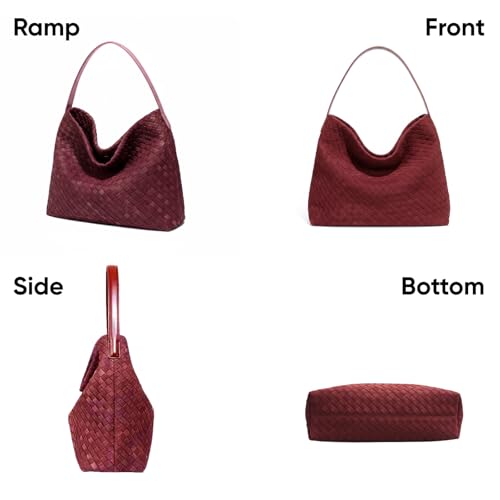 Image of Suede Woven Tote Bag for Women, Hobo Shoulder Bag for Work Travel