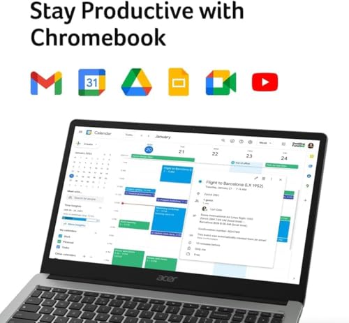 Image of acer Chromebook 315 Laptop (15.6 inch FHD, Intel Celeron N4500, 4GB RAM, 128GB Storage (64GB eMMC + 64GB SD Card) Home & Student, Long Battery Life, Numeric KB, Webcam, Wi-Fi, IST HUB, Chrome OS, Silver