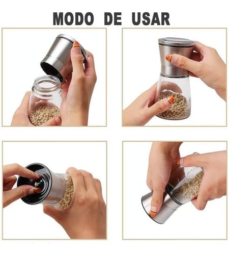 Kit 2 Moedores De Sal Grosso E Pimenta Do Reino Em Aço Inox Premium