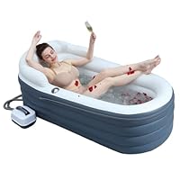 B&Y Aufblasbare Badewanne mit Luftblasen-Massagematte, tragbare SPA-Badewanne für Erwachsene, All-in-One-Luftpumpe, Aufblasbare Rückenlehne, Abdeckung mit reißverschluss