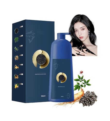 ZhiHuaShi Caviar Protein Hair Dye Shampoo,Plant-Based Hair Coloring Cream, Protein Color Protecting Hair Dyeing Cream, Bubble Plant Hair Dye Shampoo,Easy Hair Color, Cover Gray Hair (Black)
