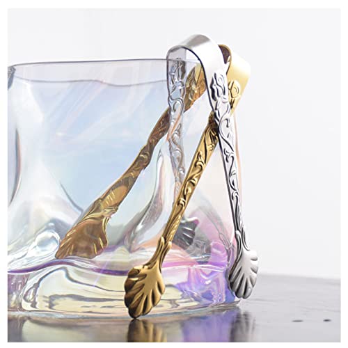 2Pack Rose Handle Sugar Tongs, Vintage Rose Relief Stainless Steel Ice Cube Clips Sugar Tongs Sliver And Gold Small Food Clips For Tea And Coffee Party, Appetizers Desserts Kitchen Barware #TOP4