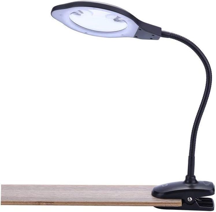 Magnifying Glasses Magnifier Desktop Clip Hands Free Double Lens 2X 4X Glass with Light USB ed Desk Old Man Reading Mirror, Black Magnifiers Reading