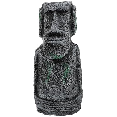 Amosfun Antique Moai Portrait Fish Tank Decor Resin Moai Statue Aquarium Equipment Landscaping Easter Day Decoration 5.07 Inch