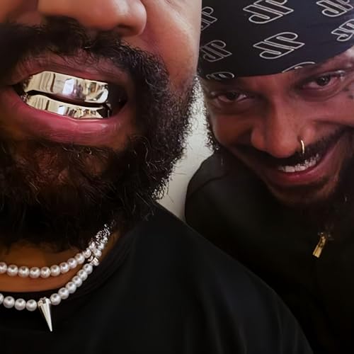 Grillz Vampire Teeth Grills for Your Teeth Gold Diamond Grillz for Men and Women 14k Gold Plated Iced Out Flat Tooth Cap for Hip Hop Men Rapper Costume4