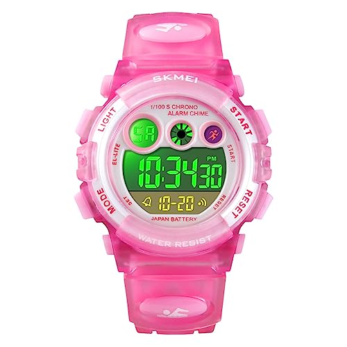 Reloj digital niños con alarma impermeable cronómetro luz de colores para deporte