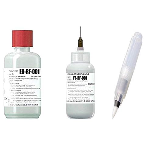 Profi-Set Plus: 250 ml Rework-Flussmittel EO-RF-001 + 50 ml in EO-Flux-Dosierflasche FF-RF-001 zzgl. EO-Compact-Flux-Pen (unbefüllt) (No-Clean Flussmittel, 4,0% Feststoff) Cover
