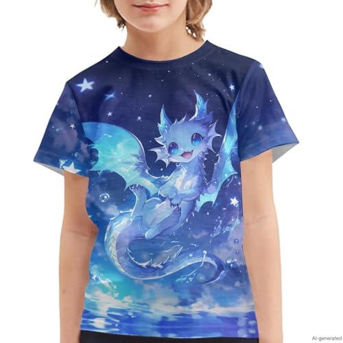Image of WELLFLYHOM Kids Tshirts Girls Boys Short Sleeve Crewneck Tees Shirts Casual Sport Pullover Tops Size 3-16 Years