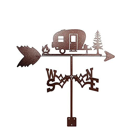 Girouette en acier inoxydable piquet outils de mesure de direction du vent extérieur Happy Camper