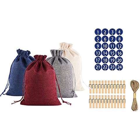 Calendar Bag Bag Bundle 1-24 Advent Christmas Cotton Candy Linen Gift Pattern Home Decor Wall Calendar 2022 Monthly Motivational Cover
