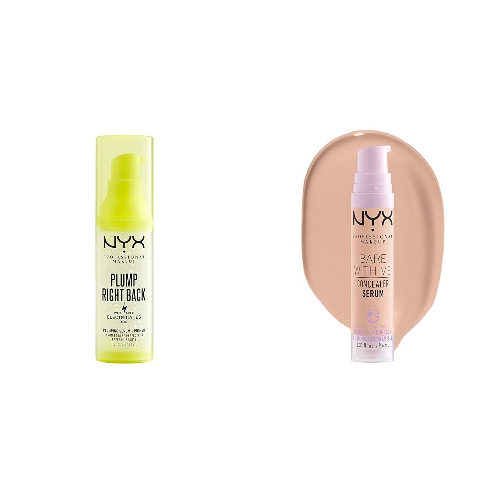NYX PROFESSIONAL MAKEUP Plump Right Back Plumping Serum Primer With Hyaluronic Acid Bare With Me Concealer Serum Up