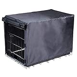 Avanigo Black Dog Crate Cover for 24 36 42 48 Inches Metal Crates Wire Dog Cage,Pet Indoor/Outdoor Durable Waterproof Pet Kennel Covers (36 INCH)