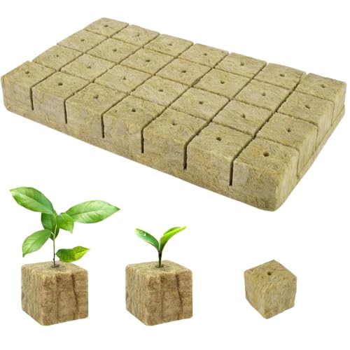 SIXHAOBU 28 Piezas Cubos de Lana de Roca de Cultivo 4 X 4 X 4 cm, Cubos de Cultivo de Lana de Roca, Bloques de Cultivo de Lana de Roca para Siembra Plantación Hidropónica