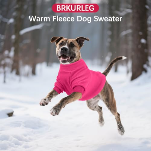Image of BRKURLEG Dog Sweater, Warm Fleece Dog Winter Coat, Rose Red, S | Soft Thick Sweatshirt for Small Medium Large Dogs, Back Zipper Dogs Cold Weather Coat, Cozy Jacket Vest Christmas Daily Wear