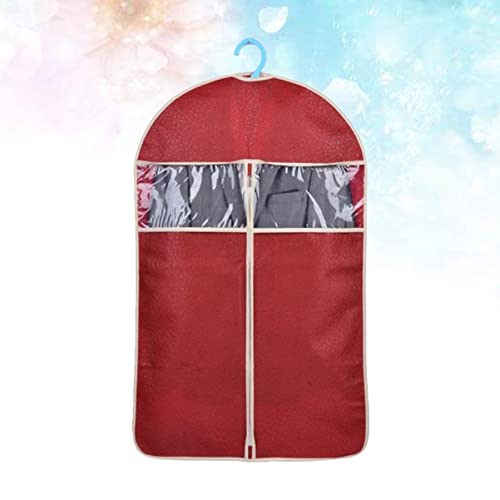 High-end Dark Red Suit Cover Medium Garment Organizer with Transparent Window Dustproof Non-woven Zipper Closure for Clothes Storage and Protection2