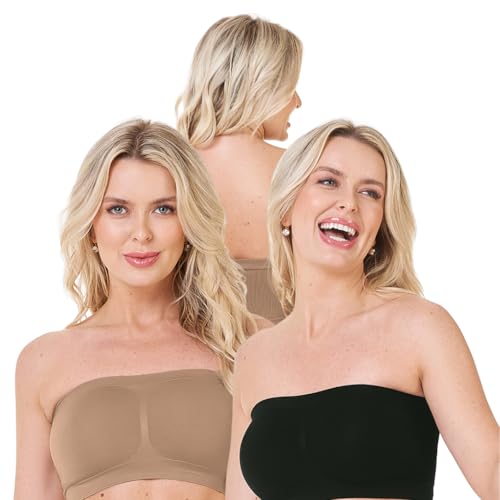 Kit 2 Sutiã Faixa Sem Costura Top Tomara Que Caia Sem Bojo (BR, Alfa, GG, Regular, Chocolate e Preto)