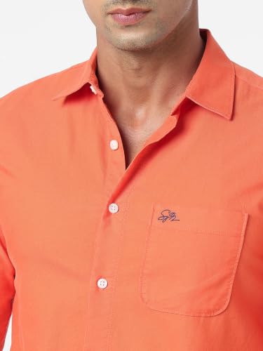 Image of Spykar Men's Regular Fit Full Sleeve Cotton Solid Casual Shirts