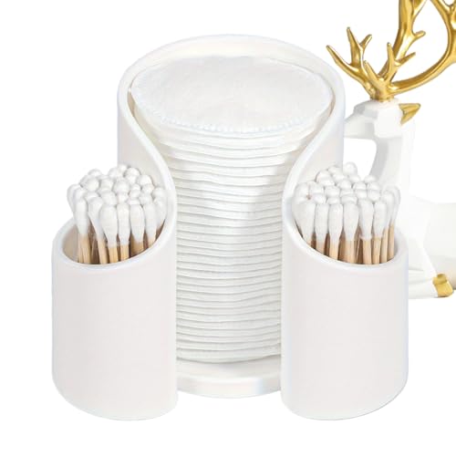 Qizeroty Boîte De Rangement Pour Cotons-tiges À 3 Compartiments, Boîte De Distributeur Pour Cotons-tiges, Outil De Rangement Multifonction Convient Pour Coiffeuse, Meuble De Salle De Bain (Blanc)