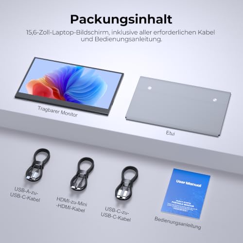 UFYQL Portable Monitor 15,6 Zoll FHD1080P IPS Tragbarer Monitor für Laptop – Ansicht 9