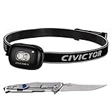 Pocket Utility Knife with Lightweight USB Rechargeable Running Headlamp