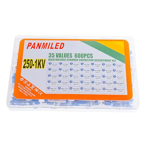 Panmiled 10PF~100NF 35 Values 600 Pieces High Voltage Ceramic Disc Capacitor Assortment Kit thumb #1