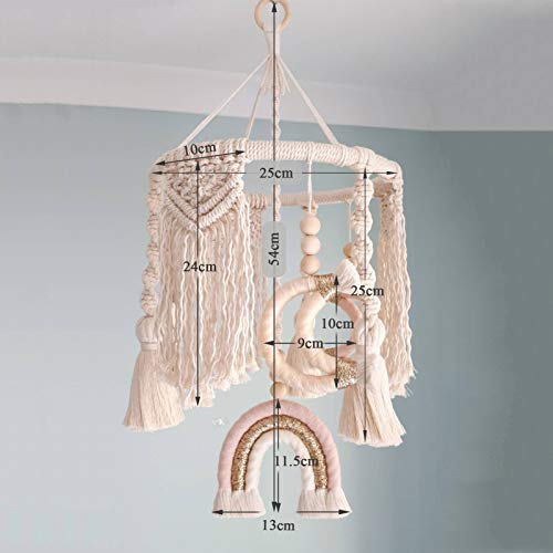Macrame Rainbow Moon Baby Crib Nursery Mobile Wall Hanging Decor Baby Crib Mobile For Girls Ceiling Mobile Fiber Wall Art #TOP3