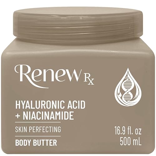 Hyaluronic Acid + Niacinamide Body Butter for Dry Skin – Deep Hydrating Skin Care, Skin Perfecting Vegan Skincare, 16 oz