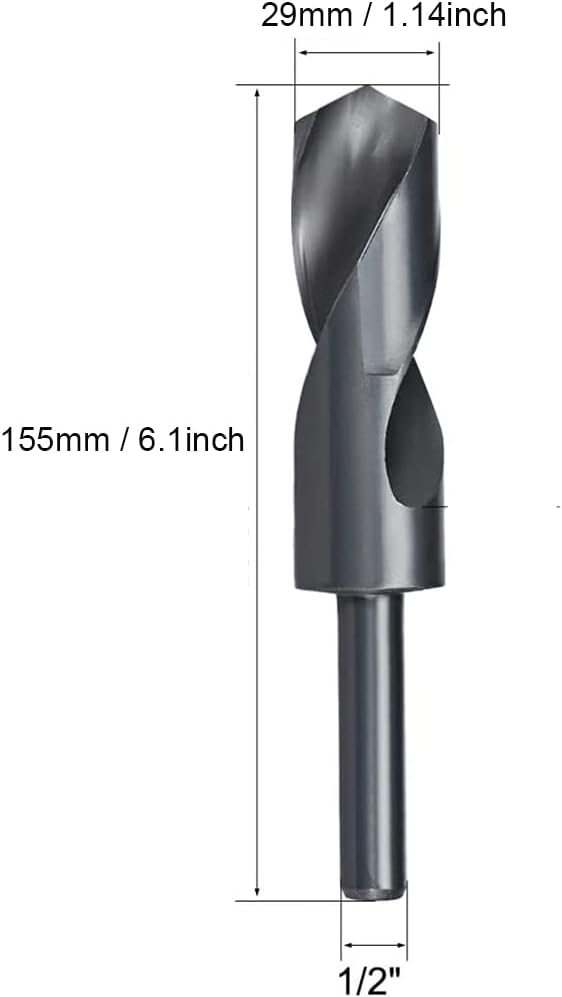 Auniwaig Reduced Shank Drill Bit, HSS Drill Bit 1.14", High Speed Steel with Straight Shank for Iron, Cooper, Aluminum Plate, Metal