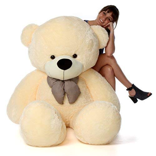 Image of 5 Feet Cream Giant Teddy Bear Soft, Plush, and Cuddly Stuffed Animal for Kids, Birthdays, Anniversaries, Valentine's Day, and Special Occasions Large Huggable (5 Feet, Beige)