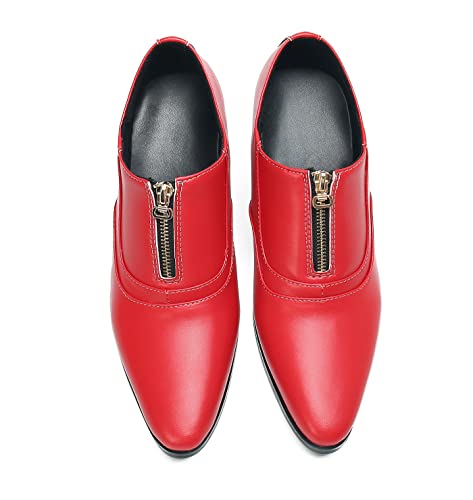 Santimon Men's Pump Slip On Loafers Party Dress Casual Leather Shoes Fashion Western Prom Wedding Disco Zipper Heels Shoes for Men Boys4